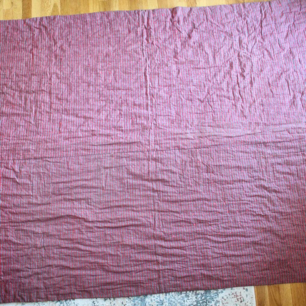 Vintage Handmade Railroad Patchwork Yarn Tied X Block Quilt Twin Full 63